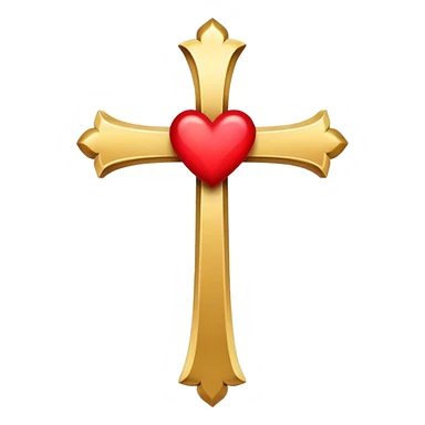 A gold cross on a heart  sticker