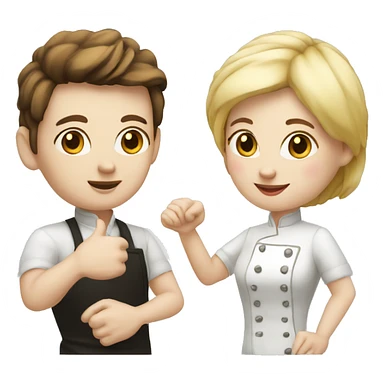 restaurant owner with white skin, and blogger with white skin, shaking hands in great detail sticker