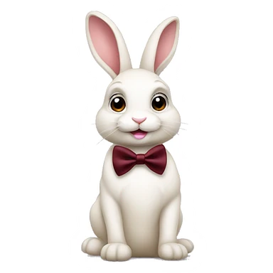 Sitting down. Crème Baby bunny. Burgundy bow tie sticker