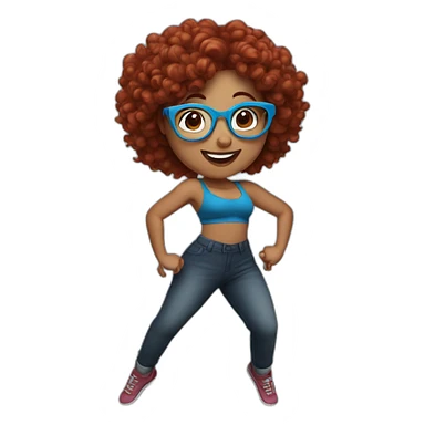 a-curvy-girl-with-dark-red-curly-hair-and-blue-glasses dancing sticker