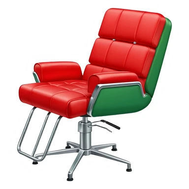 A red and green salon chair sticker