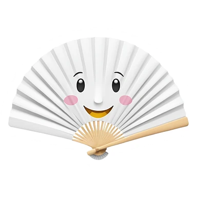 Paper fan with a cute smiling face sticker