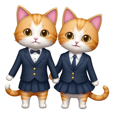 Two cute cats, one wearing a suit and one wearing a dress  sticker