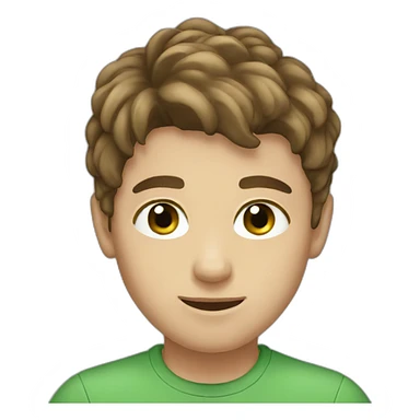 Boy with green eyes, middle hair part, brown hair sticker