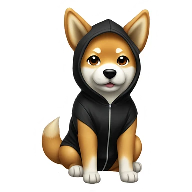 Shiba Inu in a black hoodie with horns sticker