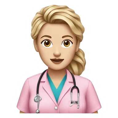 Nurse ,white woman, brown messy bun,pink scrubs ,Louis Vuitton bag  sticker