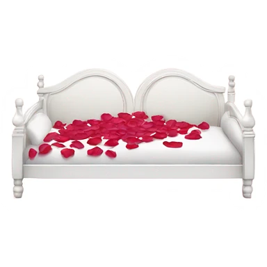 white Valentine’s Day bed with rose petals sticker