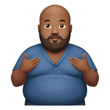 Fat black bald guy with beard shrugging sticker