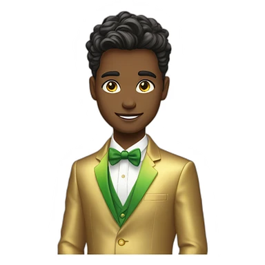 Posh-boy-with-golden-suit-and-green-eyes-and-rainbow-unicorn-hair sticker