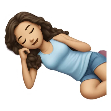 Brunette girl laying with her phone  sticker