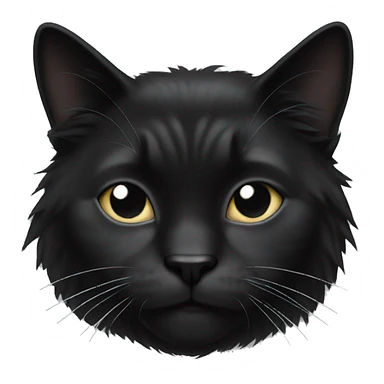 black long hair cat with black and white muzzle sticker