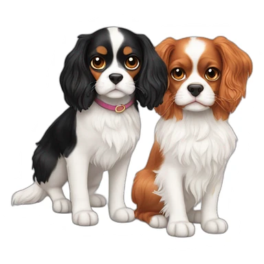 White Cat and a cavalier king charles black sticker