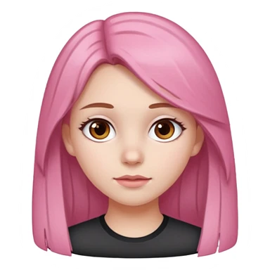 white skined girl with long brown hair and brown eyes and short pink highlights sticker