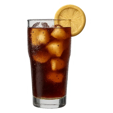 Remove the background and keep only the realistic glass of cola with ice with a transparent background in photorealistic style. sticker