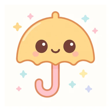 kawaii style dalgona candy with umbrella shape, inspired by Squid Game sticker