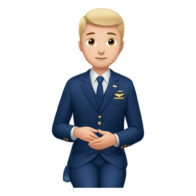 A  male courteous flight attendant checking seat rows with a polite, attentive posture. sticker