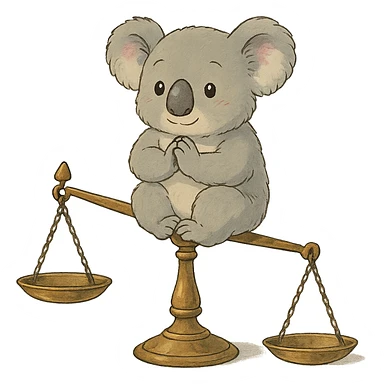 ghibli style koala balancing on a scale sticker