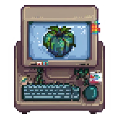 coding emoji, open source theme, pixel art computer with terminal window and open source sticker sticker