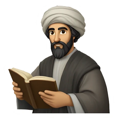 Nizami Ganjavi persian medieval author with a book in hands and black beard sticker