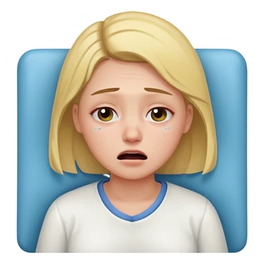 Mulher jovem chorando muito em cima de uma maca de hospital sticker