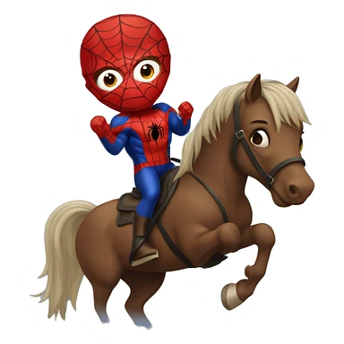 Spiderman with hair riding a horse  sticker
