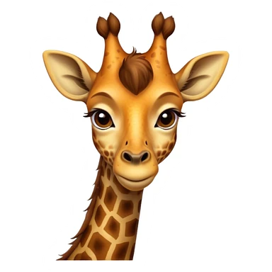 Cinematic Noble Giraffe Portrait Emoji, Poised and regal, with a towering, elegant build and a stunning, patterned Fur of warm yellows and browns, long, graceful neck and soulful, gentle eyes, Simplified yet sharp and sophisticated features, highly detailed, glowing with a soft, dignified glow, high shine, intelligent and graceful, stylized with an air of savannah majesty, focused and attentive, soft glowing outline, capturing the essence of a watchful and confident giant, so majestic it feels as though it could stretch out of the screen with effortless authority! sticker