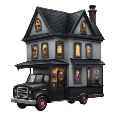 Wednesday Addams haunted dream house and food truck  sticker