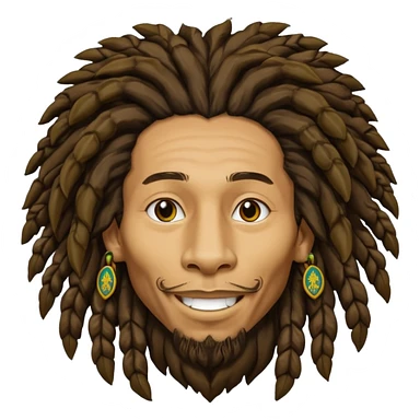 very realistic Bob Marley with gigantic dread locks in form heraldic crest with lion sticker