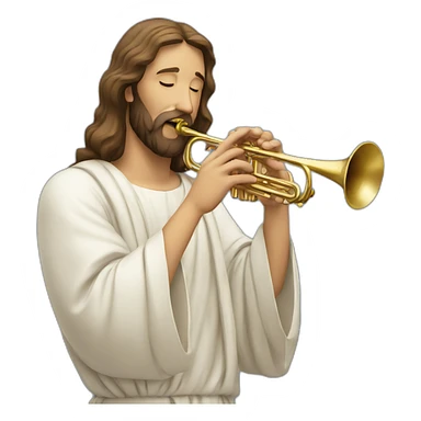Jesus playing the trumpet sticker