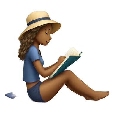 Girl Reading at the sandy beach  sticker