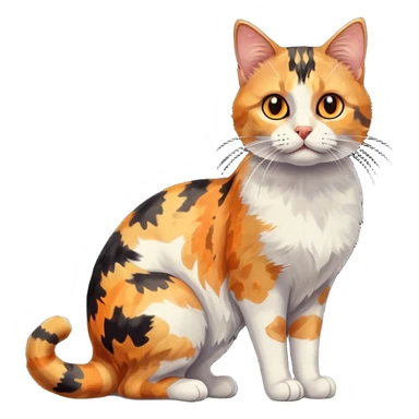 full body anxious looking colourful light calico tabby cat with large patchy patterns sticker