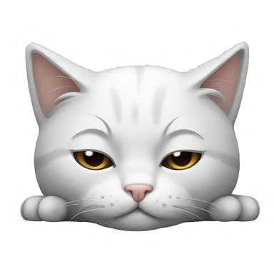 White gray cat sleeping  sticker