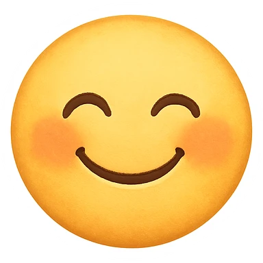 cute emoji, smiling with closed eyes, chubby cheeks, no background sticker
