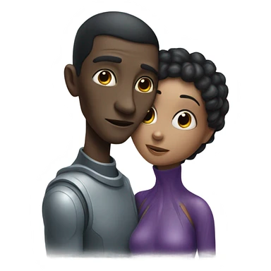 alien woman hugs man sticker