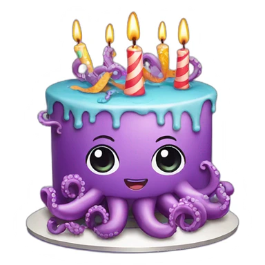 birthday cake with octopus sticker