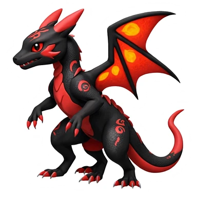 Exotic Volcanic Guilmon-Salandit-Umbreon-Fakémon-hybrid-creature (full body)  sticker