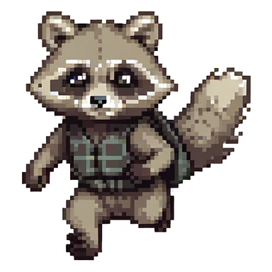 raccoon running with a determined expression sticker