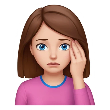 Facepalm woman brown hair blue eyes pink shirt  sticker