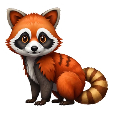 Realistic furry fuzzy scaly 4-legged quadrupedal Red-Panda-Lemur-Raccoon-Dog-Red-Fox-animal-fusion-hybrid, Full body sticker
