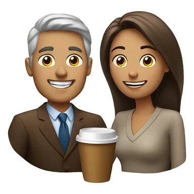 White Man and woman sharing coffee sticker