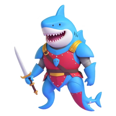 anthropomorphic shark wearing knight armor sticker