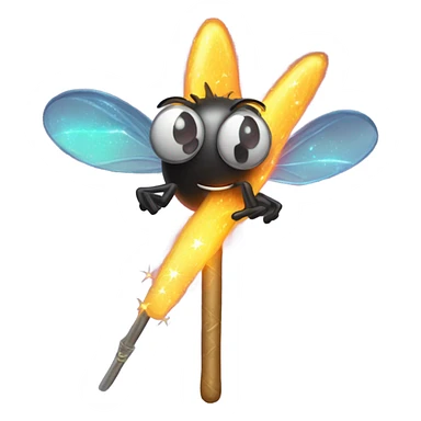 Magic wand casting spell in house fly sticker