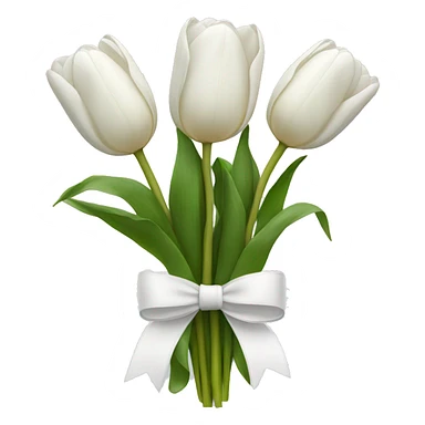 white tulip bouquet with a white bow holding the flowers together sticker