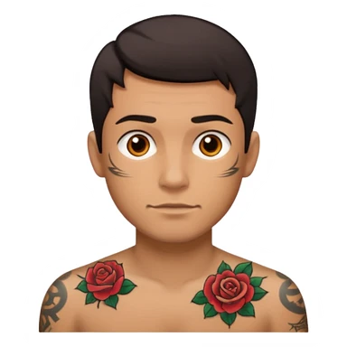 man with tattoo sticker