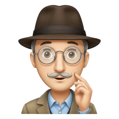 Jewish man wearing fedora with a very long nose that goes past his chin and circular glasses sticker