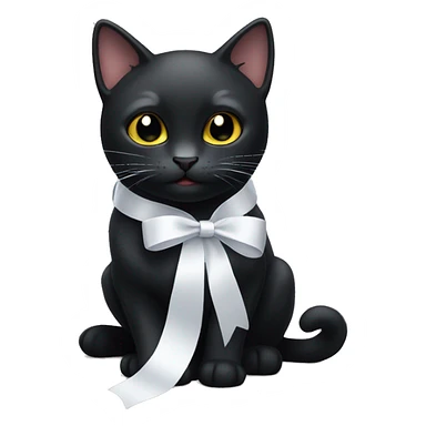 black cat with white ribbon sticker