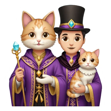 magician couple and their pet cat sticker
