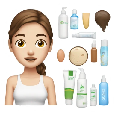 White girl doing skincare has freackles on skin and brunett sticker