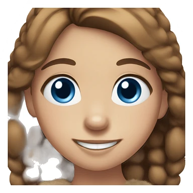 Happy Reindeer girl brown hair blue eyes sticker