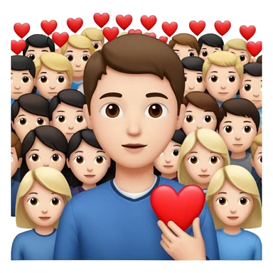 small figure inside a group of people with a heart above sticker